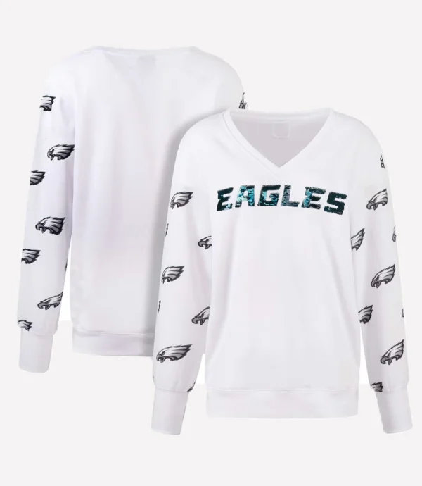 Philadelphia Eagles Sequin White T-Shirt