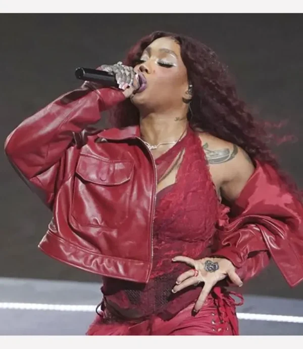 Super Bowl LIX Halftime Show SZA Red Leather Jacket