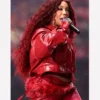 Super bowl Performance SZA Red Leather Jacket